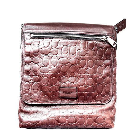 COACH BROWN MESSENGER BAG WITH STRAP - Picture 1 of 5